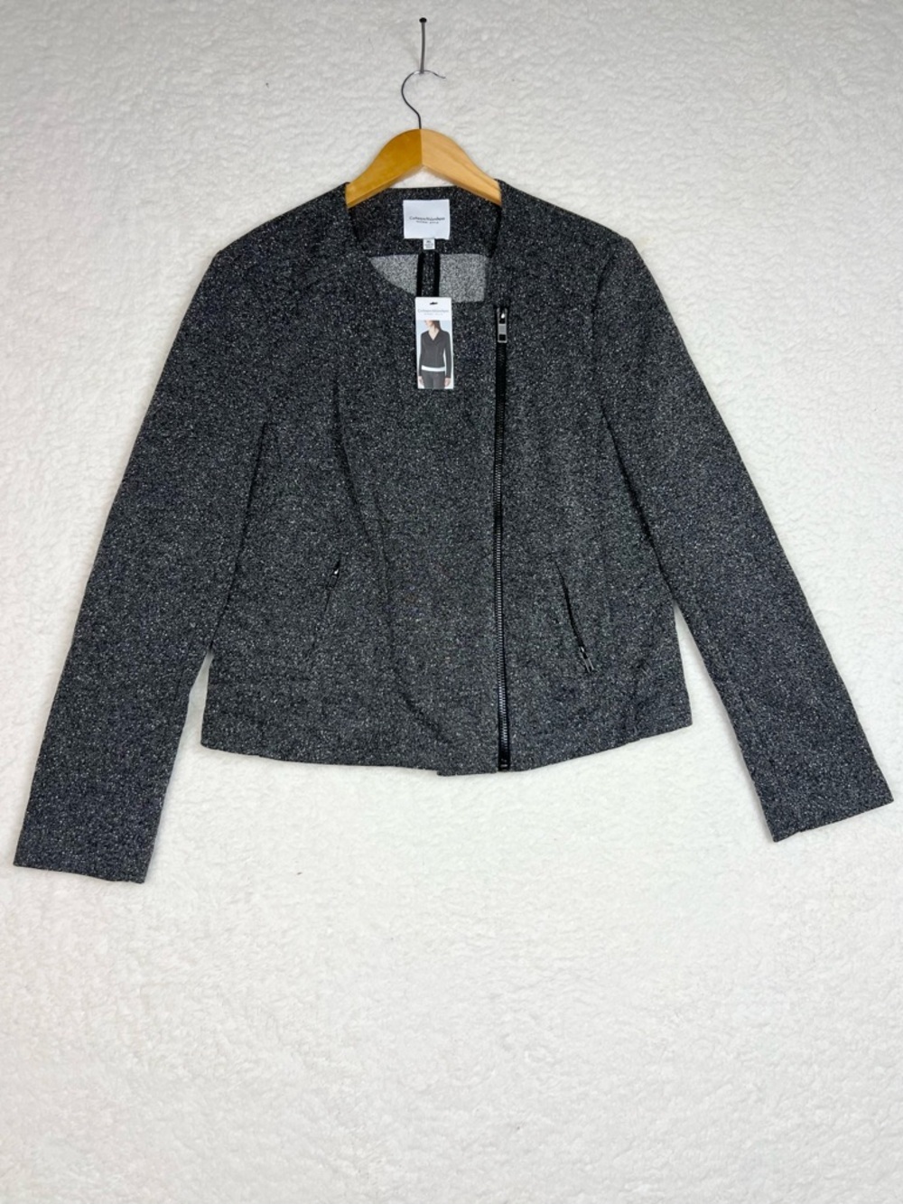 Catherine Malandrino Charcoal Gray Zip-Front Blazer Jacket Size XL